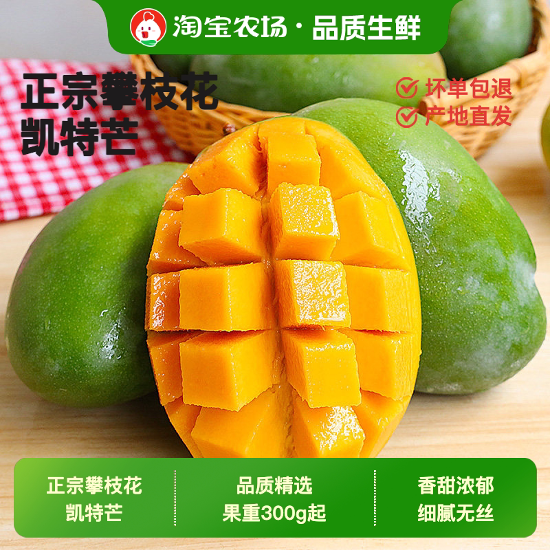 凯特芒果新鲜水果当季现摘大青皮甜心应季好吃的果肉