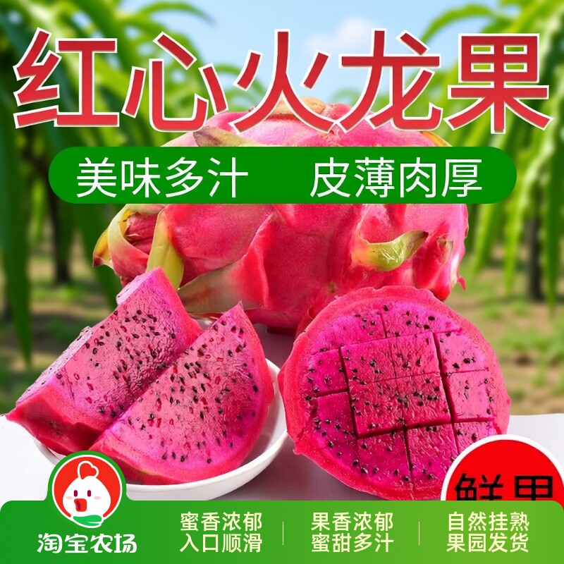 广西国产红心火龙果金都一号红肉热带应季水果产地直发送礼大果
