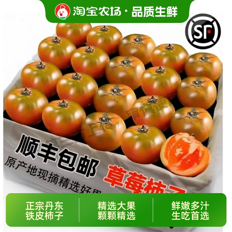 顺丰丹东碱地柿子新鲜东北水果番茄盘锦铁皮柿子草莓西红柿正宗