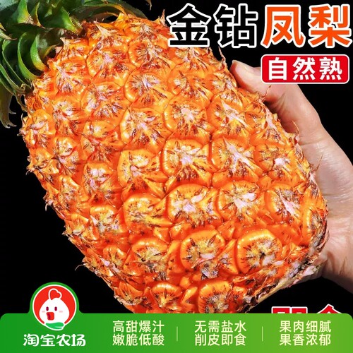 海南金钻凤梨新鲜水果当季手撕风梨无眼非菠萝果现摘甜脆正宗农场