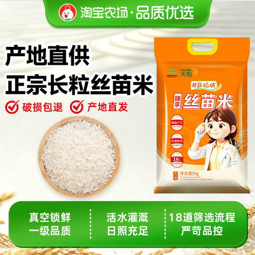 开薪稻坊丝苗米10斤精碾广东长粒香米5KG包邮米饭珍珠米真空原粮