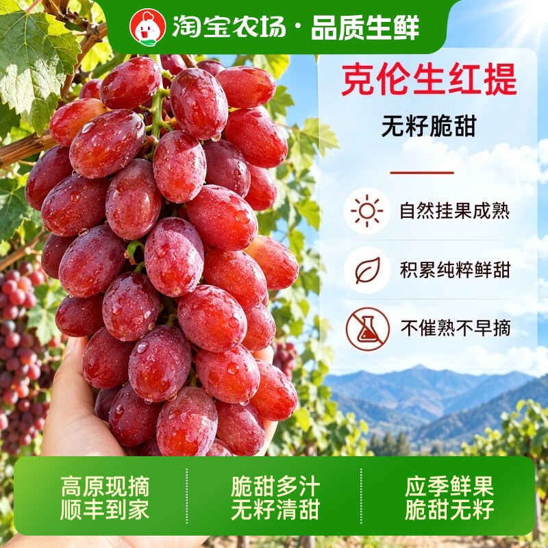 顺丰到家克伦生无籽红提高山葡萄新鲜当季水果整箱整串提子孕妇