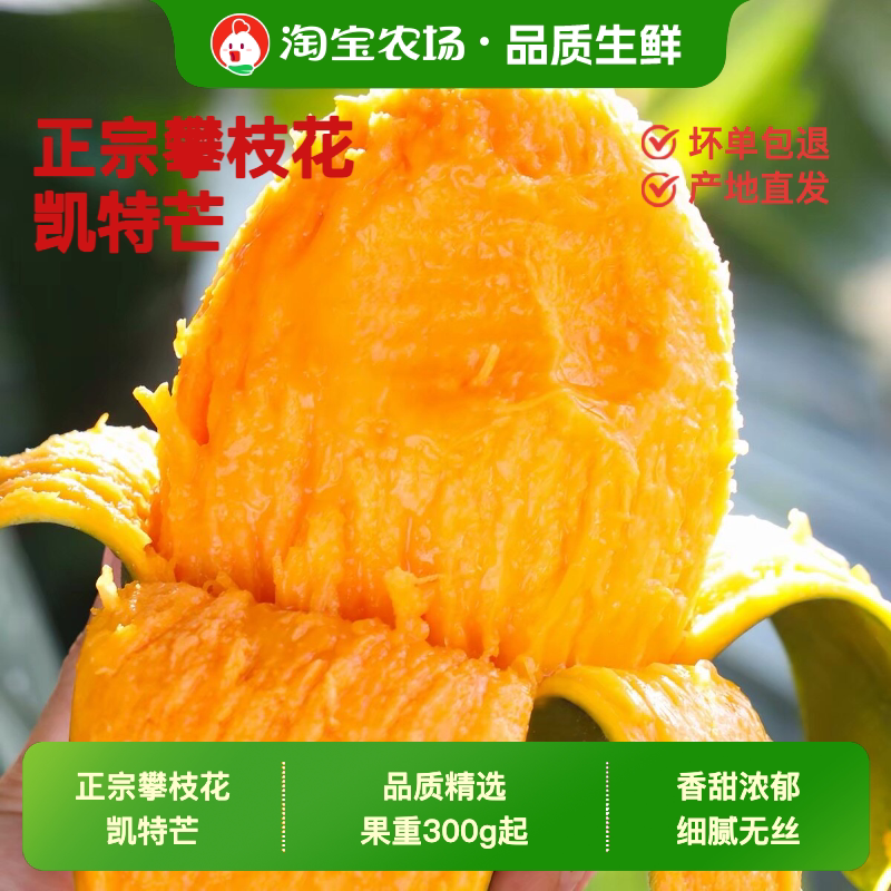 凯特芒果整箱水果现摘青皮凯特芒新鲜当季应季果肉好吃的每日农场