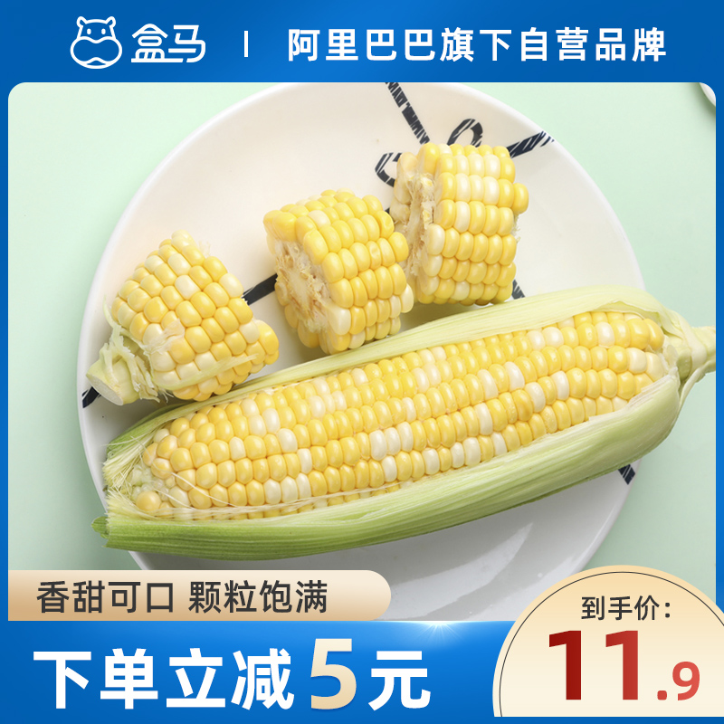 盒马云南水果玉米3支装起嫩玉米爆浆鲜甜玉米棒单支250g+当季蔬菜