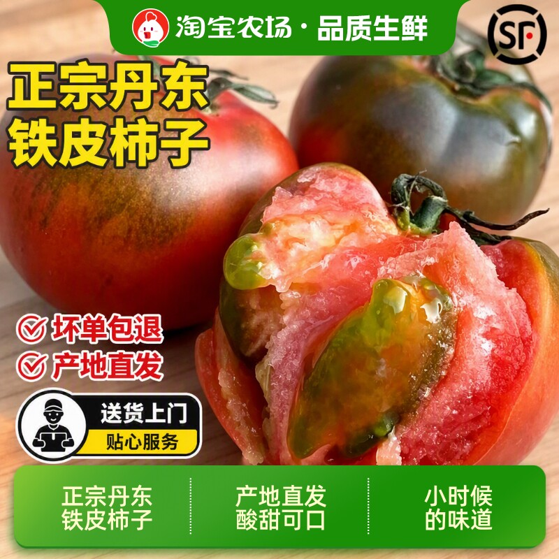丹东草莓柿子番茄铁皮柿子绿腚新鲜生吃西红柿自然熟正宗东北包邮