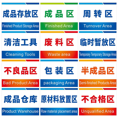 检验车间标志牌贴纸区域划分