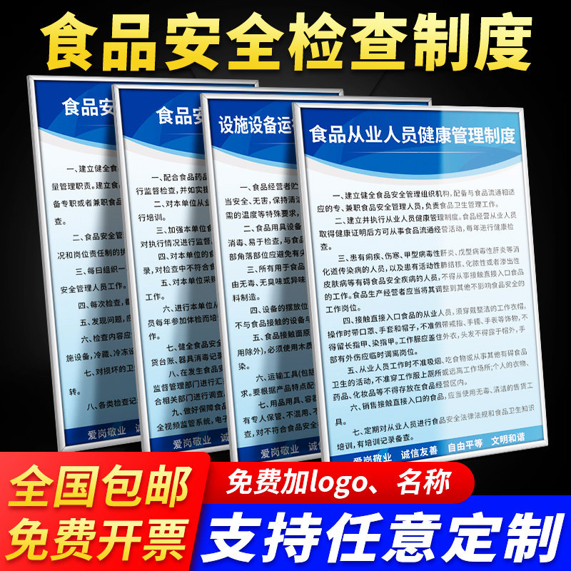 食品安全管理制度牌安全事故应急处置预案仓库加工厂卫生检查贮存留样