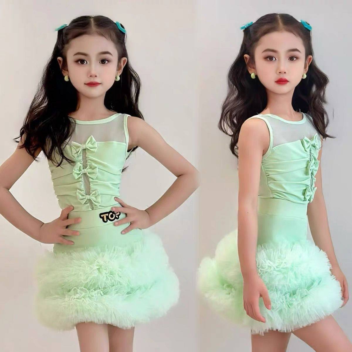 TOP舞服少儿拉丁舞2025夏季海盐清新薄荷绿显白舒适长腿蓬蓬裙,童装/婴儿装/亲子装,儿童演出服,淘宝优惠券,粉丝福利购,淘宝优惠卷