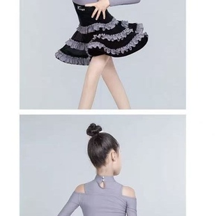 拉丁舞大摆练功服演出服少儿女童套装 长袖 25105 之美秋冬季 鹏新款