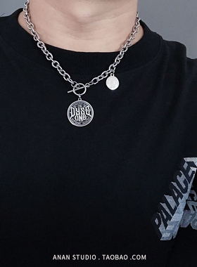 暗黑街头风嘻哈字母吊坠粗项链