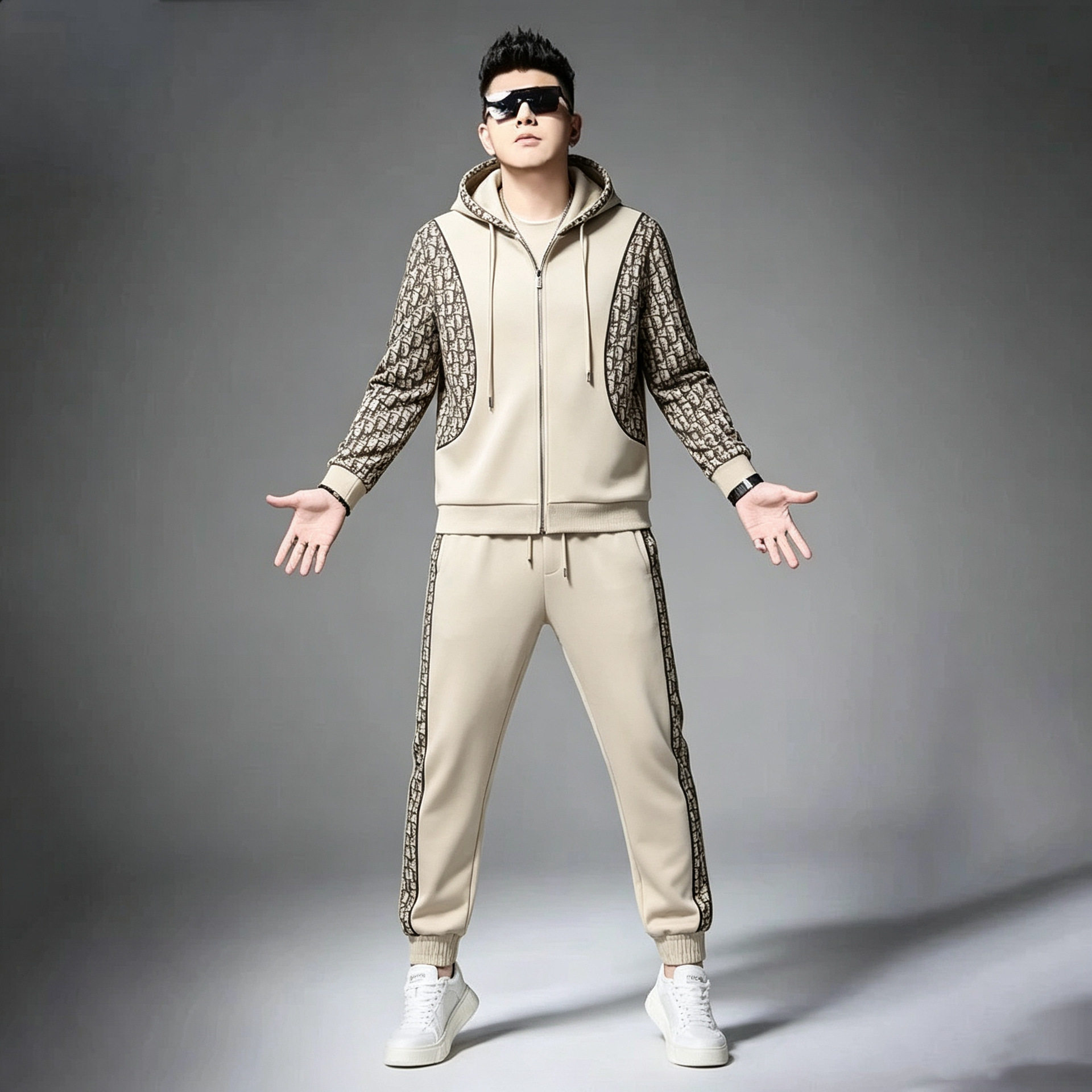 2026春秋男士连帽卫衣运动套装