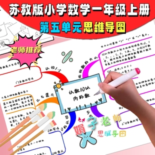 苏教版数学一年级上册第五单元认识10以内的数手绘思维导图手抄报