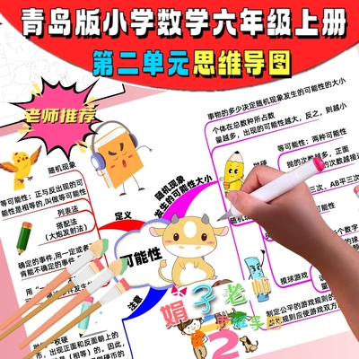 可能性手绘思维导图线稿青岛版数学六年级上册第二单元手抄报模版