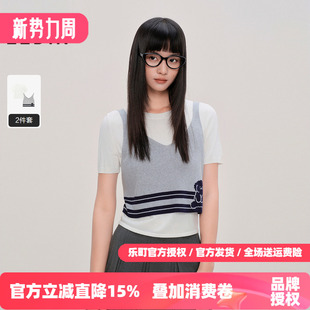 拼接设计针织背心短袖 乐町商场同款 女C2EEF3335 tombonia联名