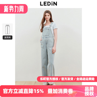 蕾丝拼接复古休闲百搭裤 新款 子 2026春季 乐町水洗牛仔背带裤