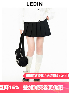 【商场同款】乐町百褶短裙秋季新款学院风黑色短款半裙C2GEE3212