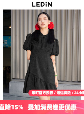 【商城同款】乐町露肩连衣裙25年秋季新款黑色轻礼服裙C2FAE2F12