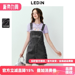 水洗百搭直筒裤 乐町工装 可爱少女百搭显瘦经典 夏季 子 背带短裤