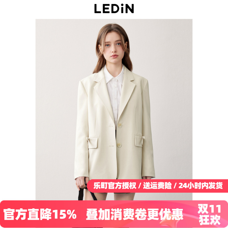 乐町韩系学院风秋季新款口袋蝴蝶结设计感休闲宽松西装外套