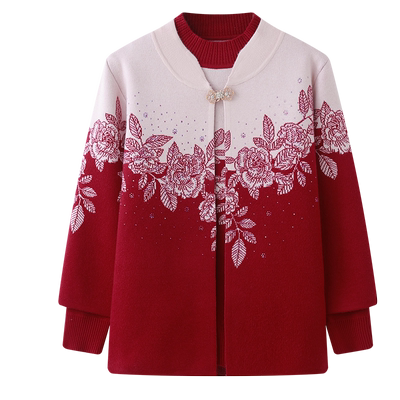 妈妈秋装洋气针织开衫毛衣外套