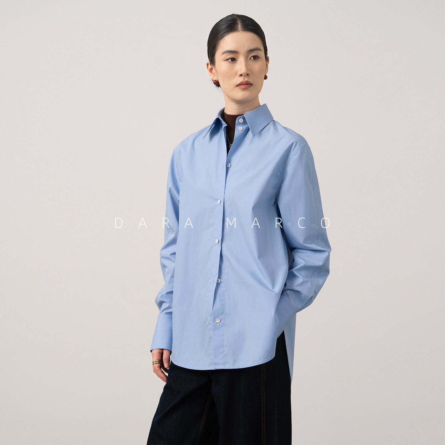 柜上2.9K/抗皱挺括/TOT家直筒宽松版府绸高支纯棉衬衫上衣女长袖