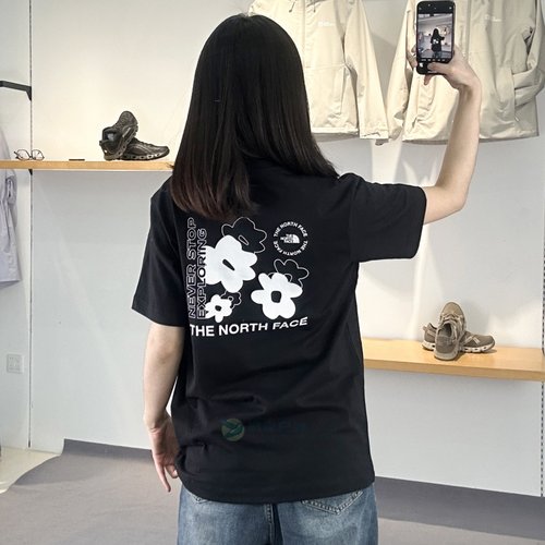 北面户外透气圆领纯棉短袖T恤