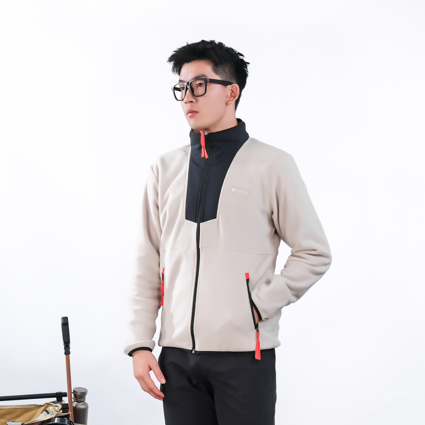 哥伦比亚户外保暖男士抓绒衣外套