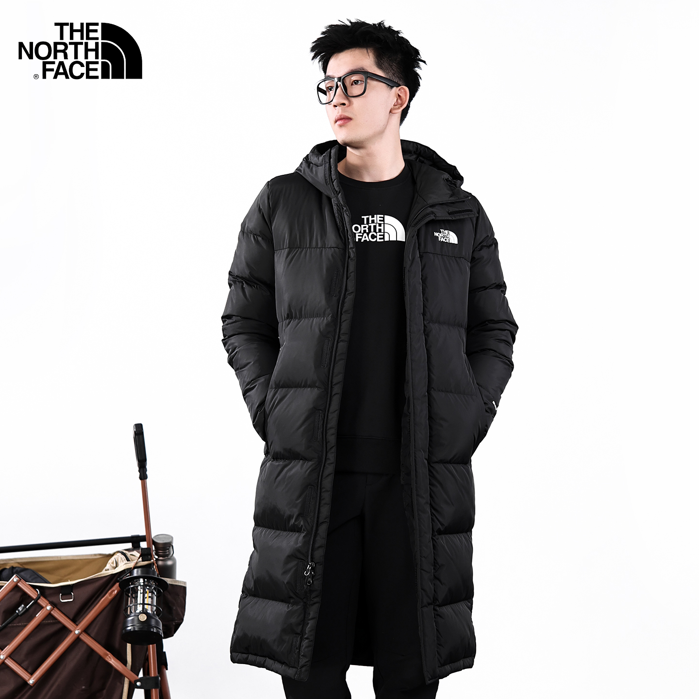 北面男女同款长款鹅绒羽绒服外套