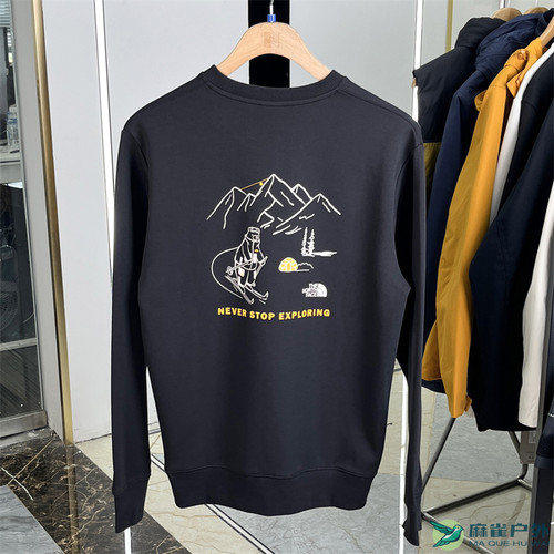 北面户外休闲印花长袖纯棉卫衣