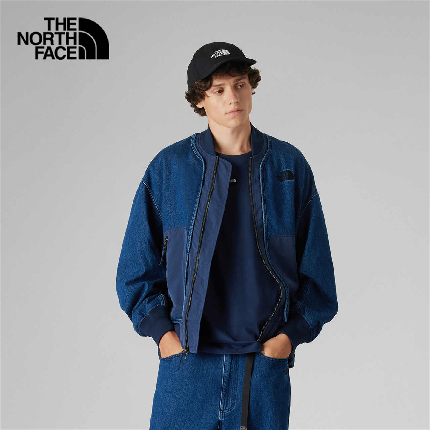 北面男子休闲户外假两件牛仔外套