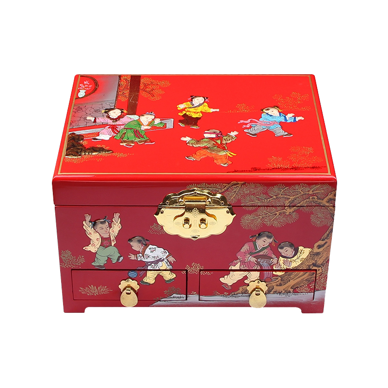 作品手工彩绘贺岁推光漆器