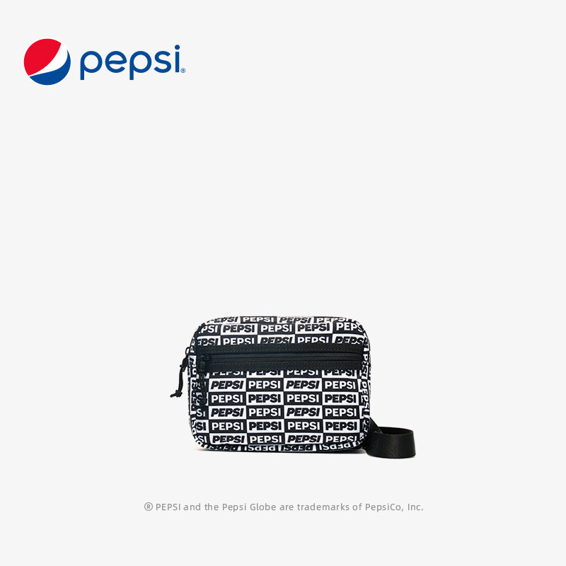Pepsi/百事男女包新款时尚百搭简约单肩斜挎包N&I黑白满印斜挎包