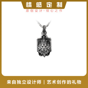 LEANCCE925银复古ZABRA系列泰银狮子王大吊坠男款银项链毛衣链