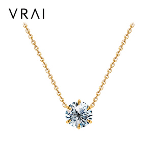 DIAMOND FOUNDRY【合成/培育】18K金六爪圆钻项链女真钻简约001RB