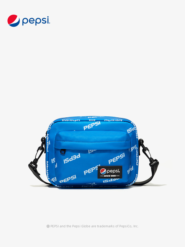 百事pepsi包包女街头秋冬新款小方包帆布单肩斜跨包尼龙蓝色小包