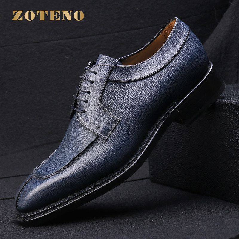 zoteno/左天奴旗舰专柜意大利进口手工牛皮正装商务男皮鞋9088