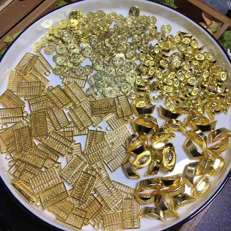 迷你小元宝算盘铜钱套餐合集适合做停车牌水晶滴胶款摆台手工配件