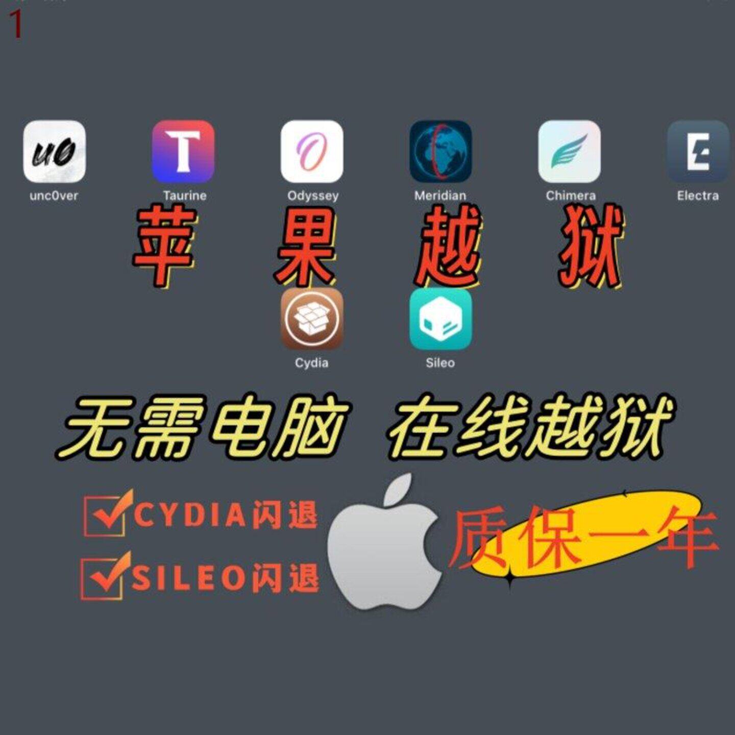 苹果iPad手机iPhone在线越狱UN多巴胺牛磺酸SILEO闪退CYDIA修复