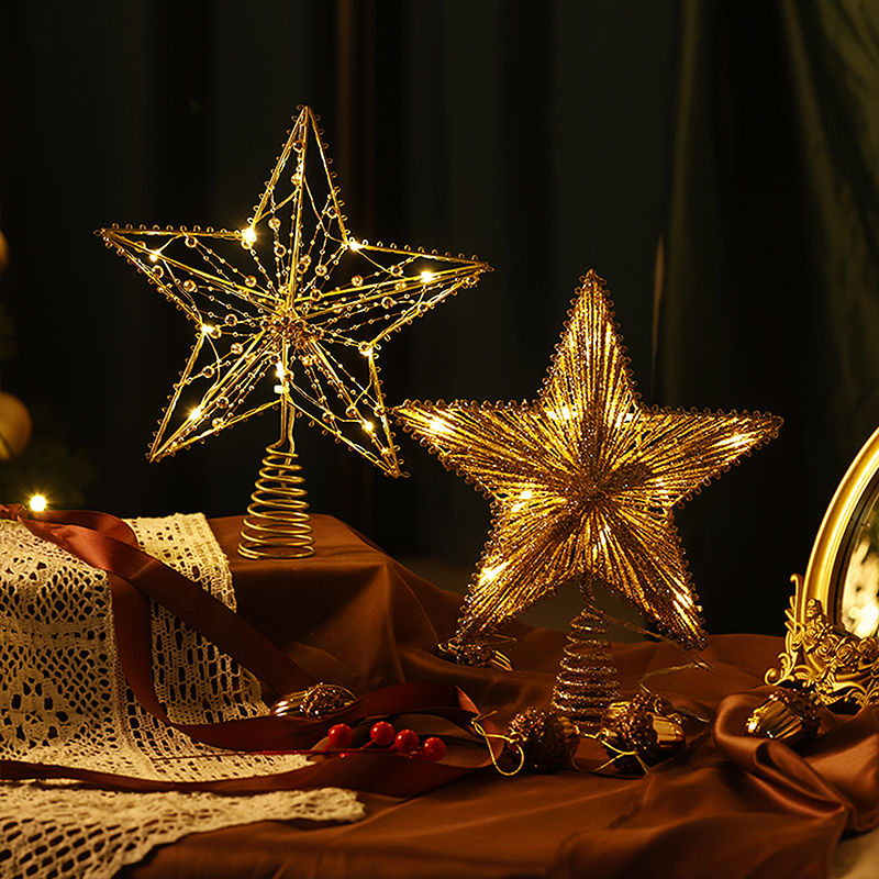 圣诞树装饰铁艺闪树顶星LED发光