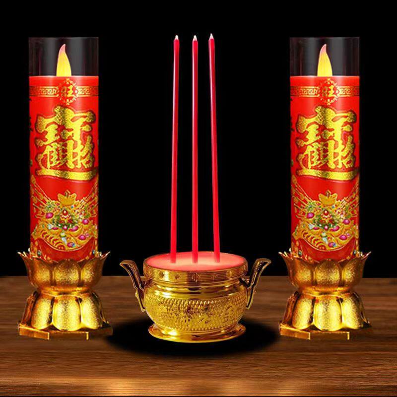 电蜡烛供佛电香炉LED节能耐用财神灯过夜蜡烛电子佛香烛台长明灯