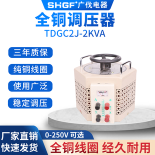 250V可调变压器220V单相 2KVA交流电源0 调压器2000W接触式 TDGC2J