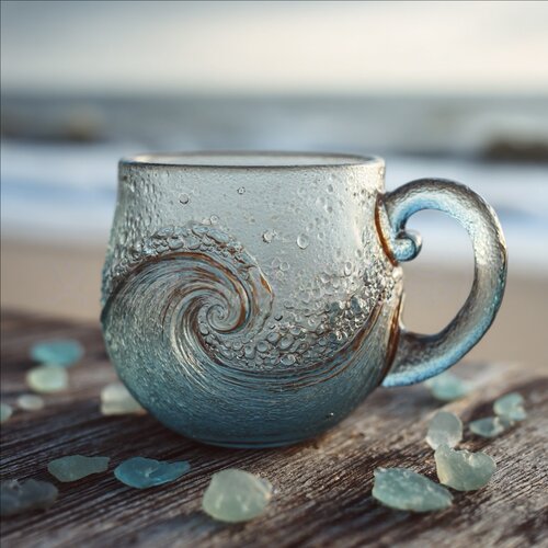 跨境新款Sea Glass Wave Mug海浪马克杯家居桌面装饰摆件节日礼物