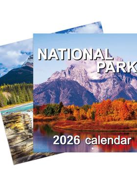 跨境新品2026年 NATIONAL PARKS 国家公园日历墙面骑马钉挂历现货