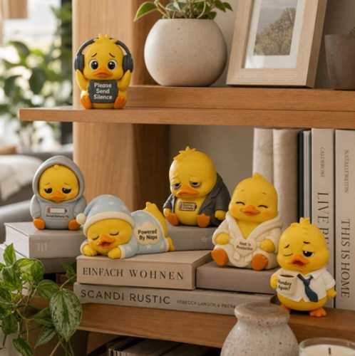 跨境新品 Upset Duck Figurine 糟糕低电量鸭子3D打印工艺品摆件S
