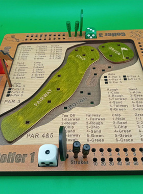 跨境新品Tabletop Dice Golf Game 桌面骰子高尔夫游戏木质工艺品
