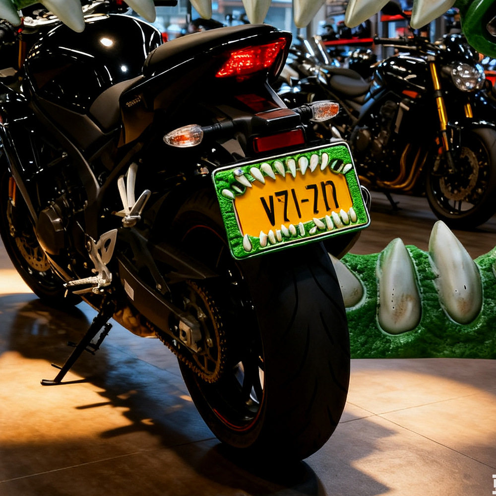 跨境美规生物牙齿汽车摩托车牌照框Creature teeth license plate