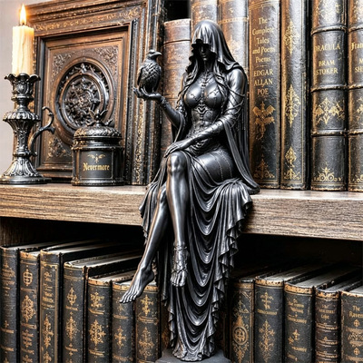 跨境新品Gothic Raven Shelf Sitter Statue哥特式乌鸦摆件雕像