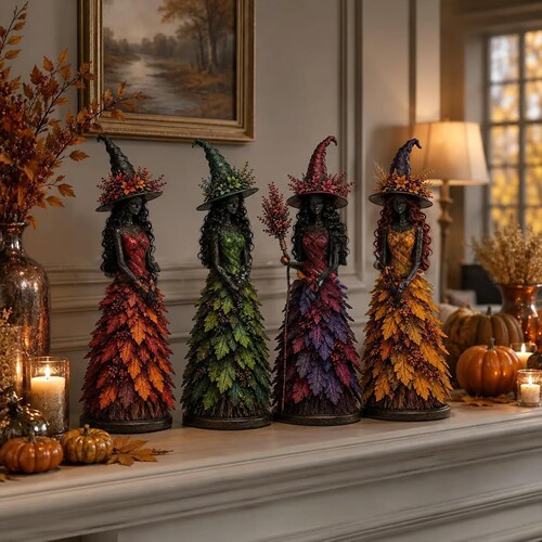 跨境新款 Enchanted Autumn Witch Figurine魅惑秋日女巫雕像摆件