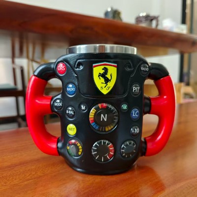 跨境 F1 Steering Wheel 3D Mug F1车队方向盘3D树脂不锈钢马克杯