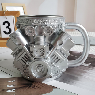 创意V8发动机引擎马克杯子机械树脂工艺品咖啡杯V6纪念